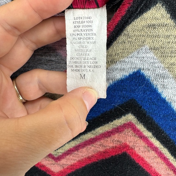 Urban Rose | Chevron Long Sleeve Dress - Multicolor | Size M | Made in USA - Picture 7 of 10